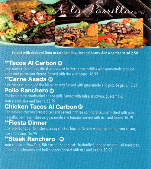 Menu at Mazatlan Mexican Restaurant, Everett