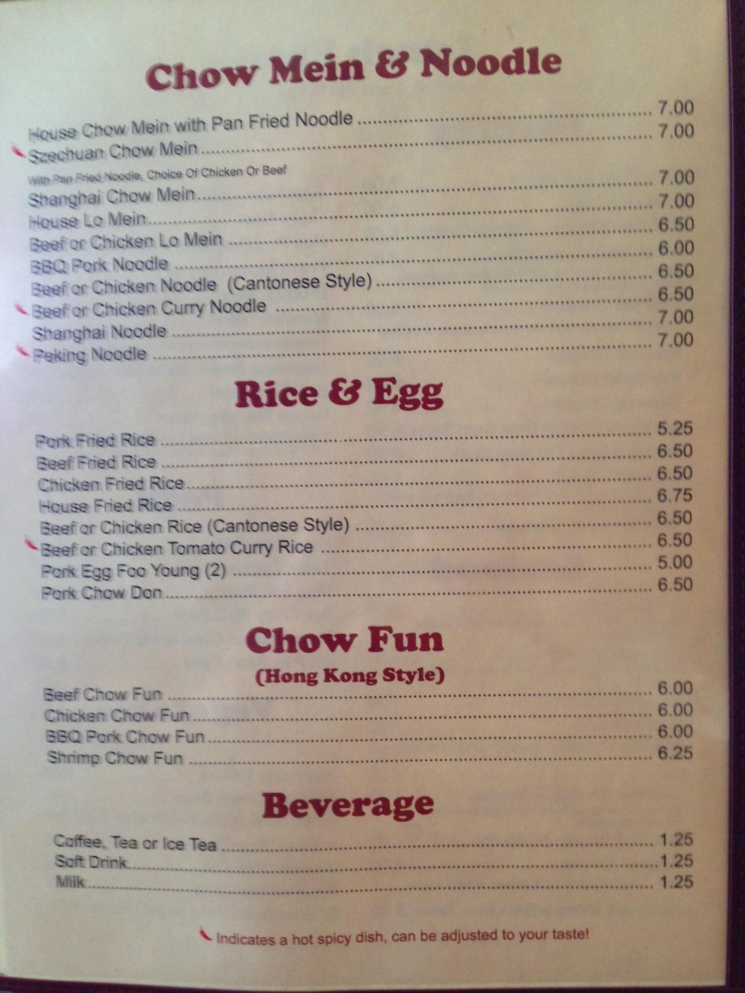 Menu at Lee's Kitchen restaurant, Tualatin