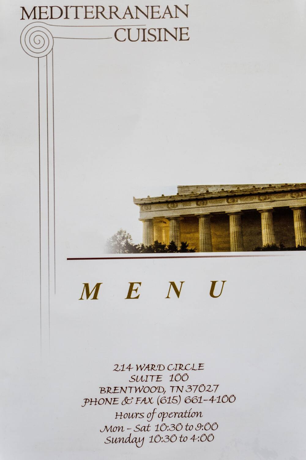 Mediterranean Cuisine Menu, Menu for Mediterranean Cuisine, Brentwood