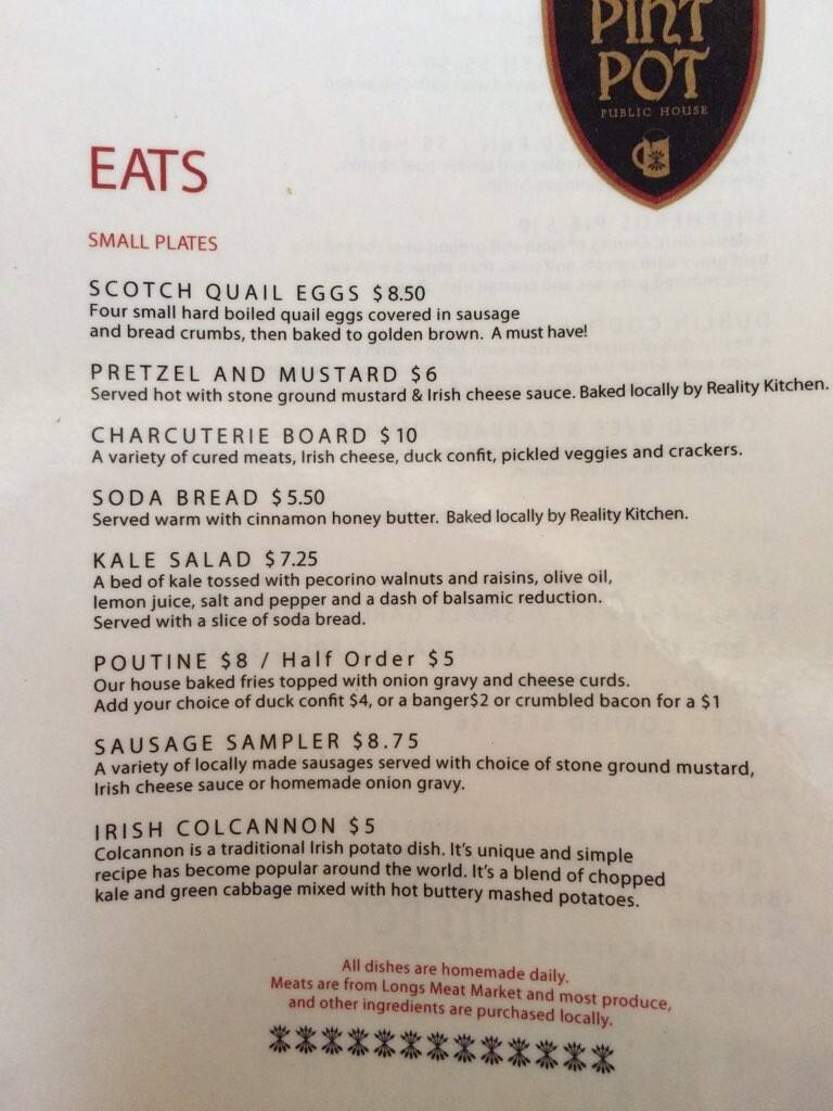 Menu at The Pint Pot pub & bar, Eugene