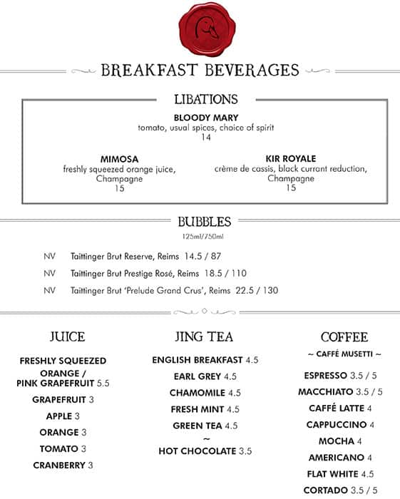 Menu at Duck & Waffle pub & bar, London, 110 Bishopsgate