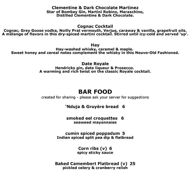 Menu at Duck & Waffle pub & bar, London, 110 Bishopsgate