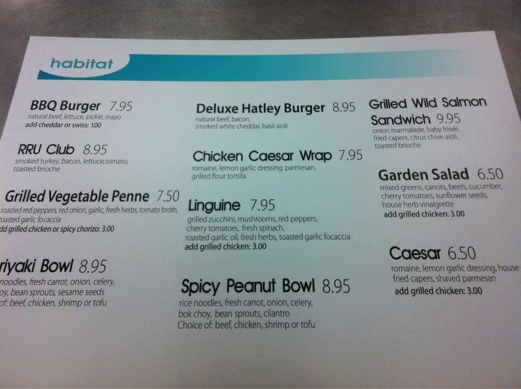Habitat Cafe Menu, Menu for Habitat Cafe, Westshore, Westshore