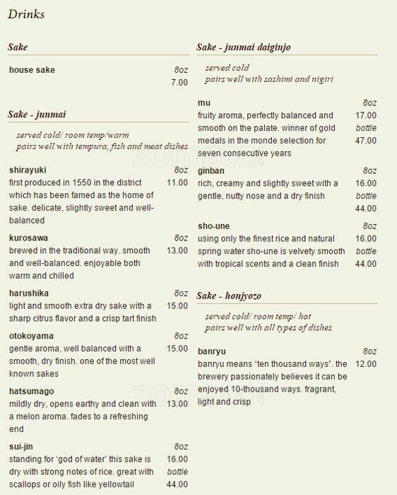 Chiso Sushi & Izakaya menu