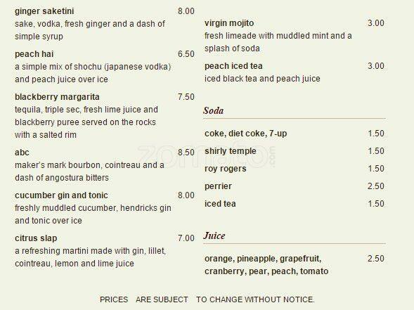 Chiso Sushi & Izakaya menu