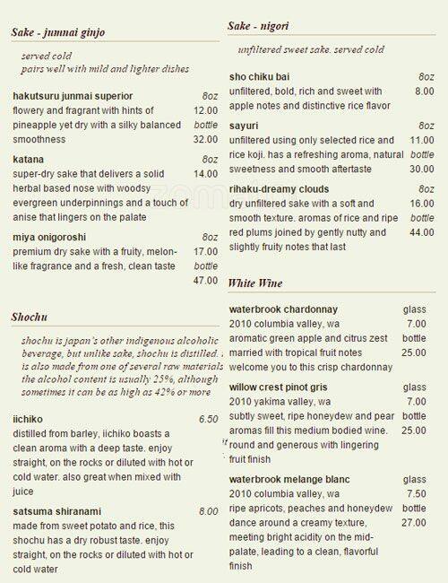 Chiso Sushi & Izakaya menu