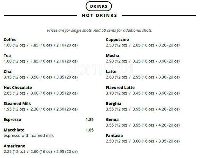 Menu at il Piccolo Caffe pub & bar, Burlingame