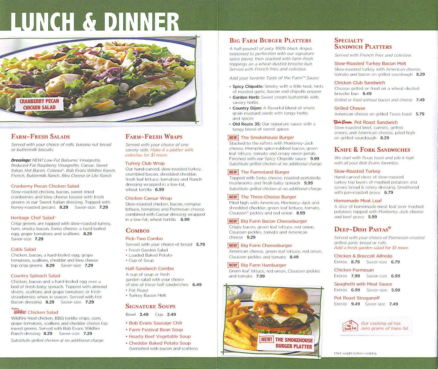 Bob Evans Menu Prices
