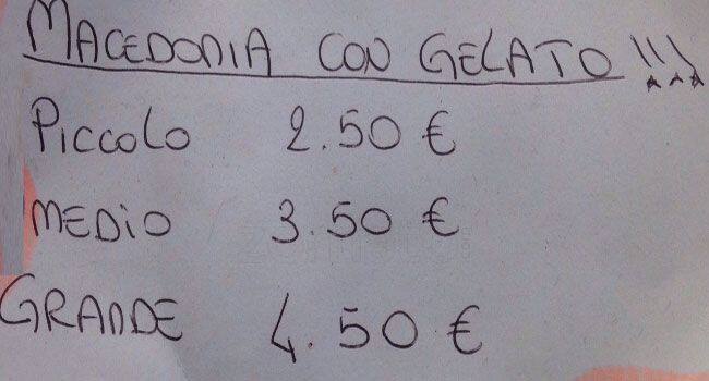 Menu di Manidoro 