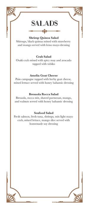 Amelia menu