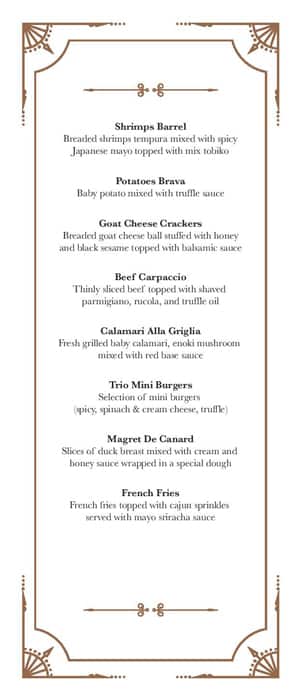 Amelia menu