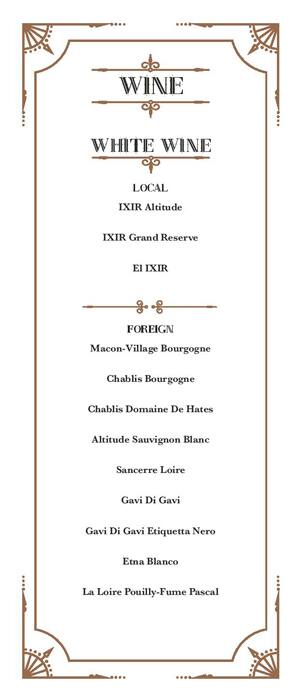 Amelia menu