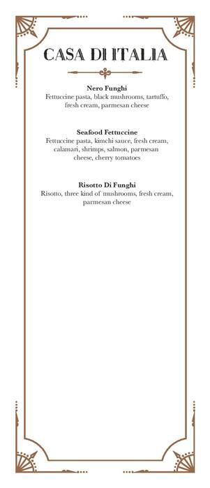 Amelia menu