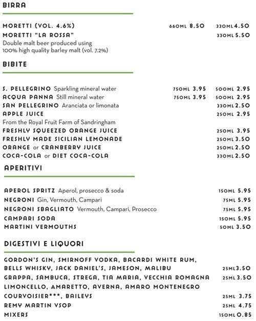 Menu at Spaghetti House pub & bar, London, 24 Cranbourn St