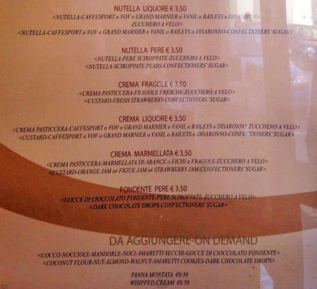 Menu di 125 Centoventicinque 