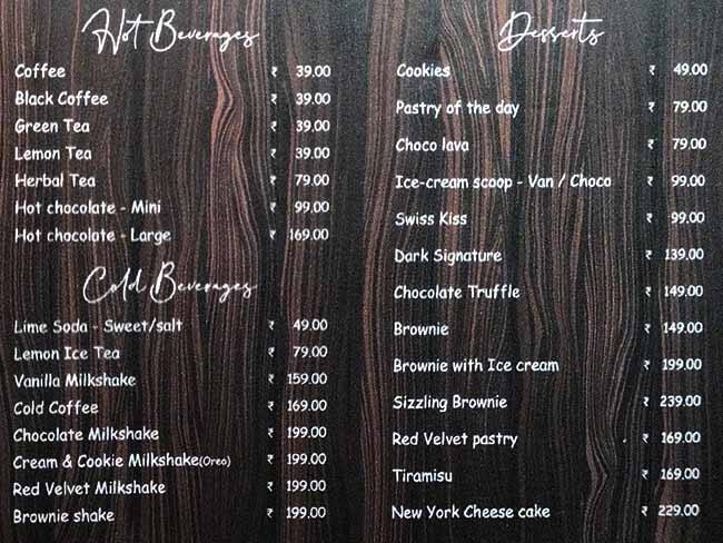 Café H menu