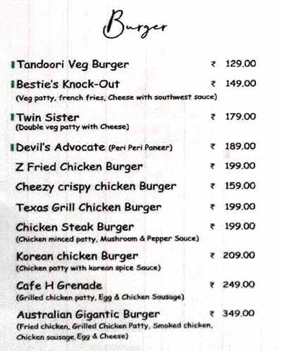 Café H menu