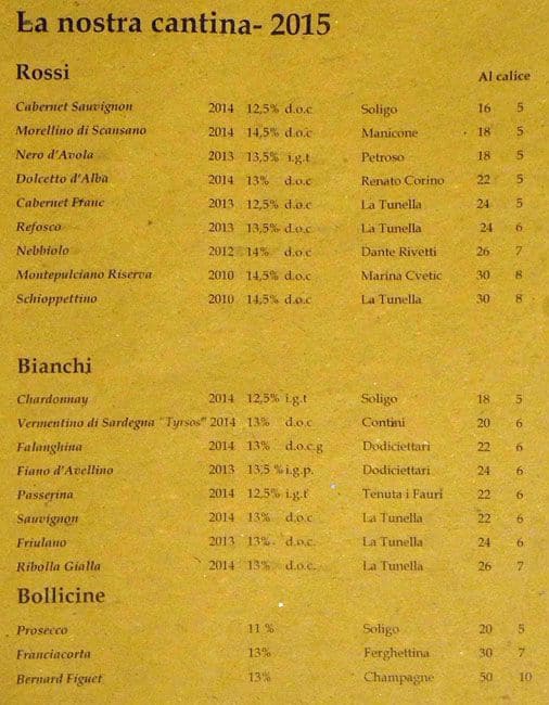 Menu di Take Away Bistrot 