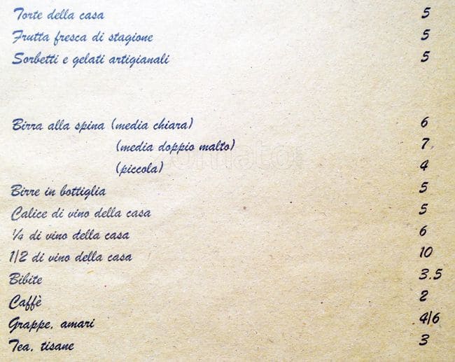 Menu di Take Away Bistrot 