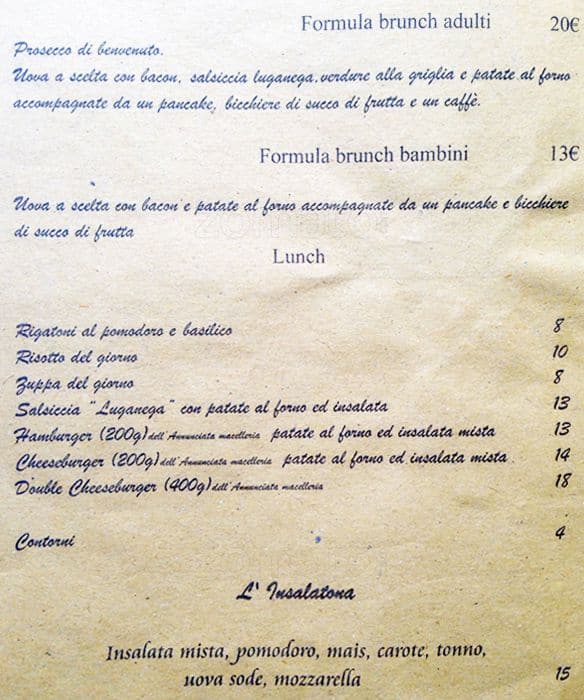 Menu di Take Away Bistrot 