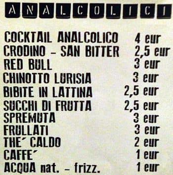 Menu di Vinyl Pub 
