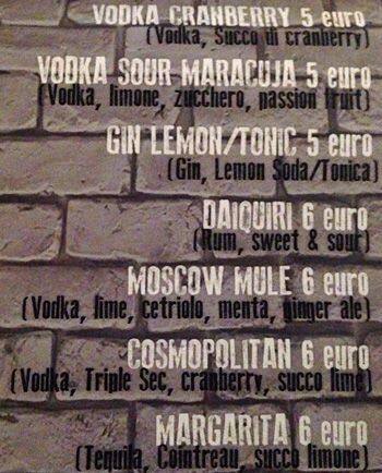 Menu di Vinyl Pub 