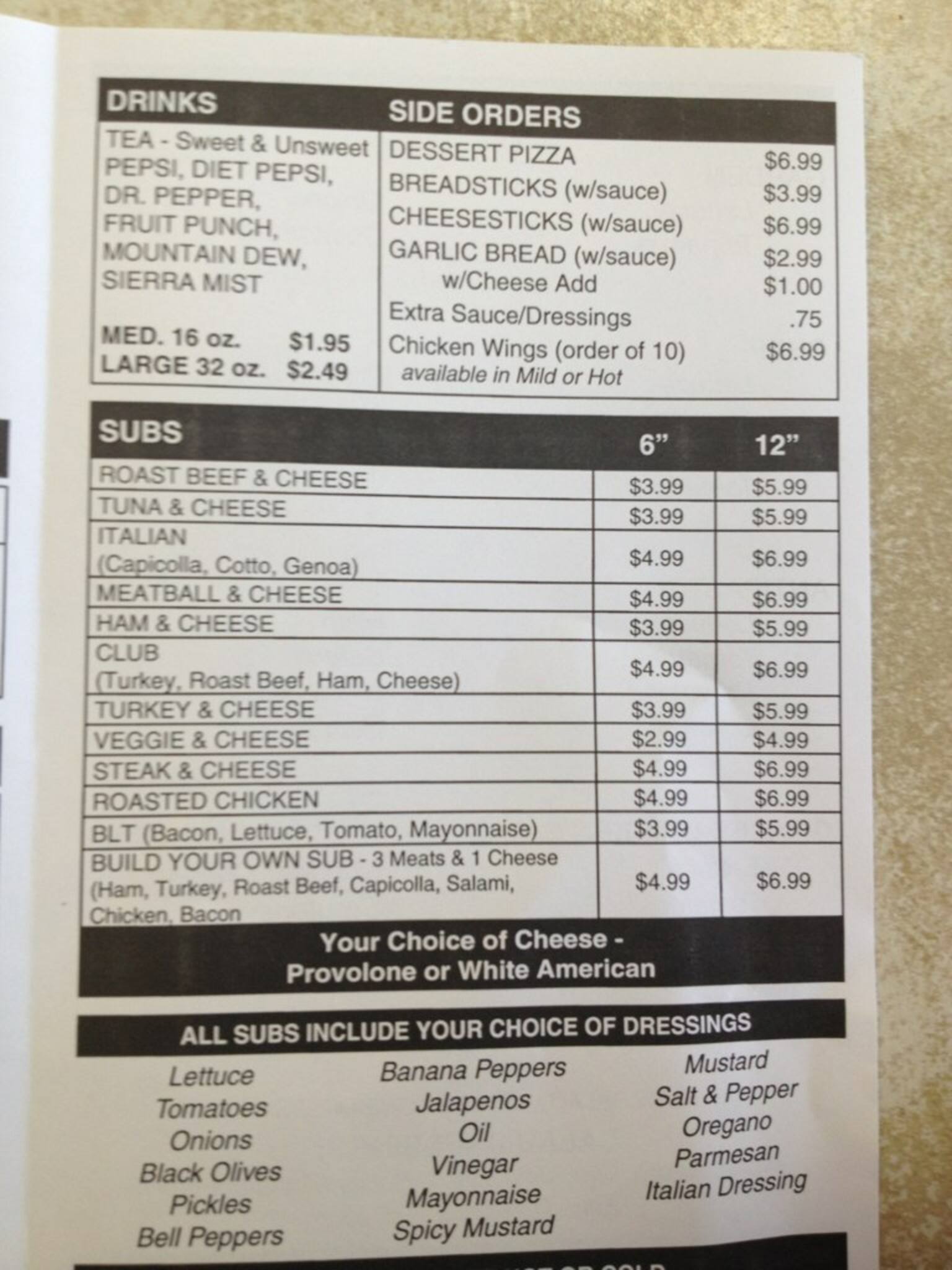 Crico's Pizza & Subs Menu Urbanspoon/Zomato