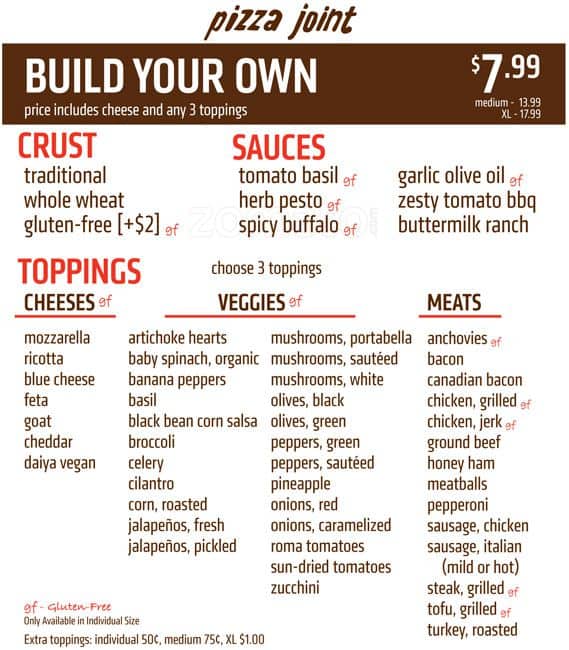 Uncle Maddio's Pizza Joint Menu Urbanspoon/Zomato