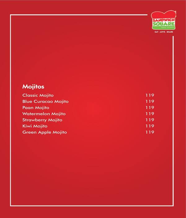 Menu at Sandwich Square, Chennai, 4/T53B
