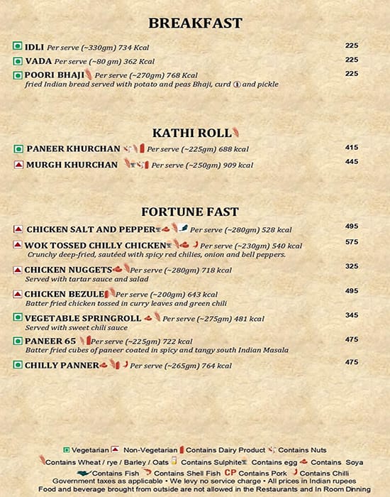 Menu of Orchid, The Mall Road, Mussoorie