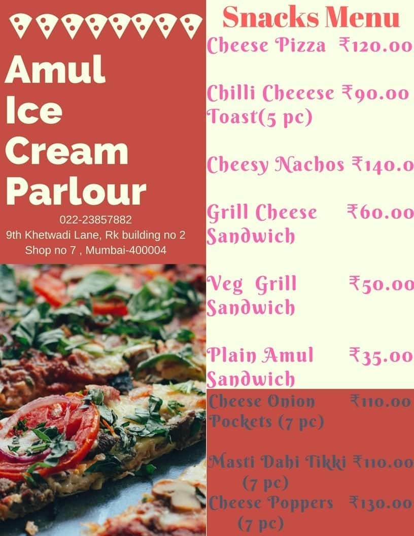 Amul Ice Cream Parlour Menu, Menu for Amul Ice Cream Parlour, Chembur
