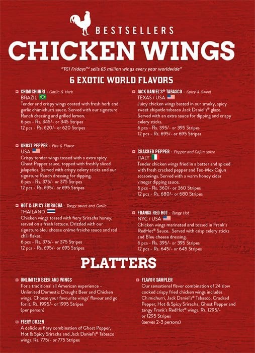 TGI Fridays Menu, Menu For TGI Fridays, Ulsoor, Bangalore - Zomato