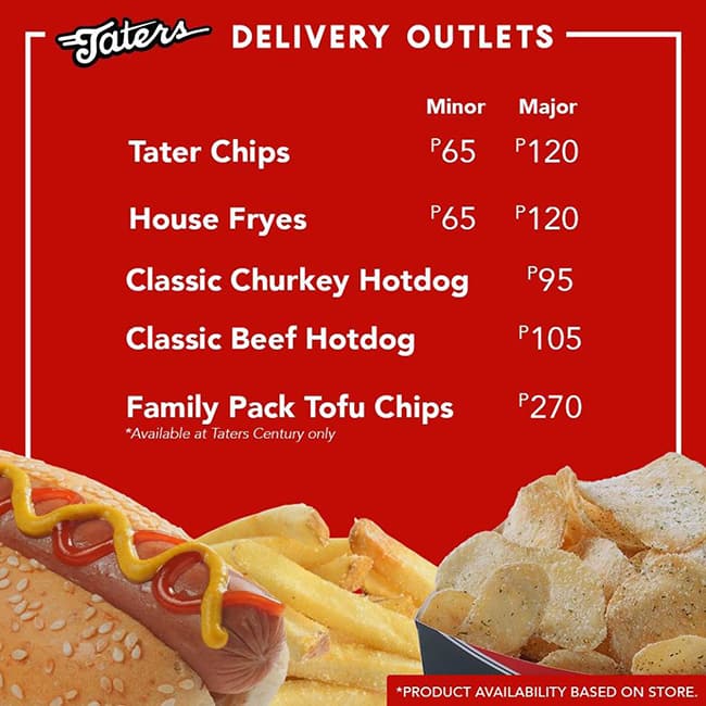 Menu At Taters Entertainment Snacks Fast Food, Taguig, 5th