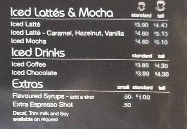 Menu at McCafe, Masterton