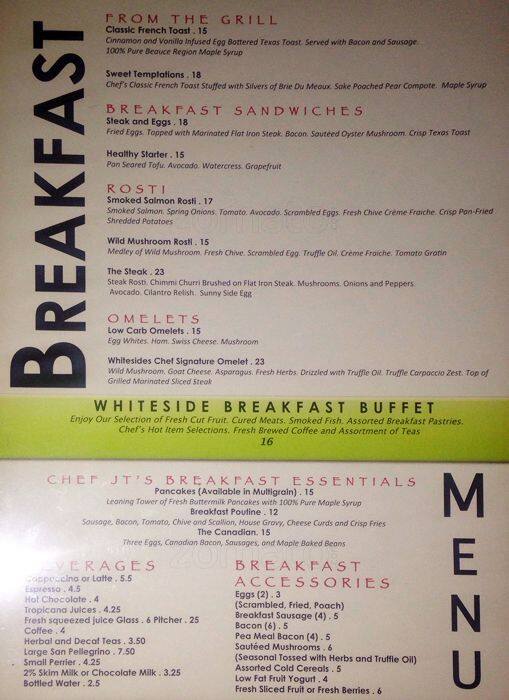 T.W.'s Bar menu