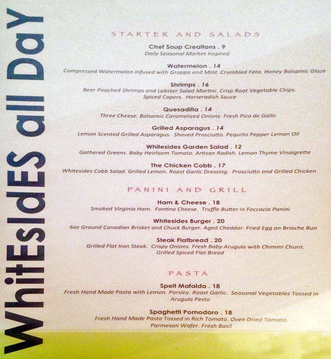 T.W.'s Bar menu