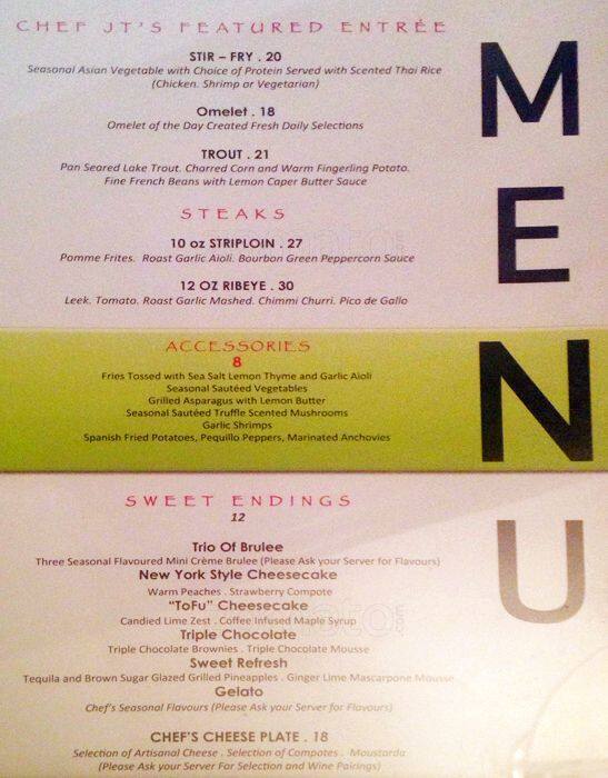 T.W.'s Bar menu