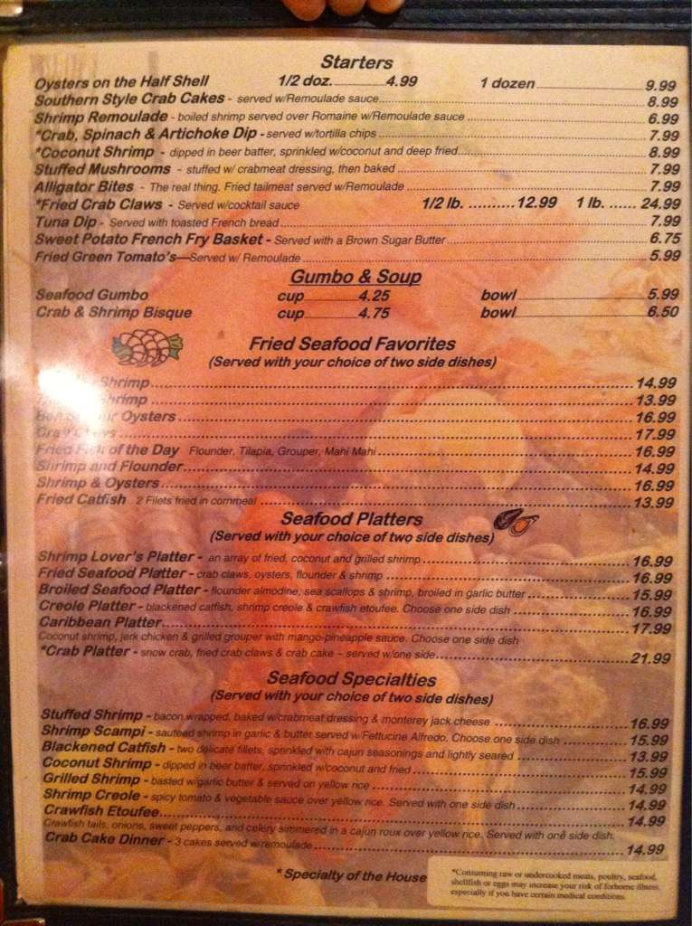 Menu at Desoto's Seafood Kitchen pub & bar, Gulf Shores