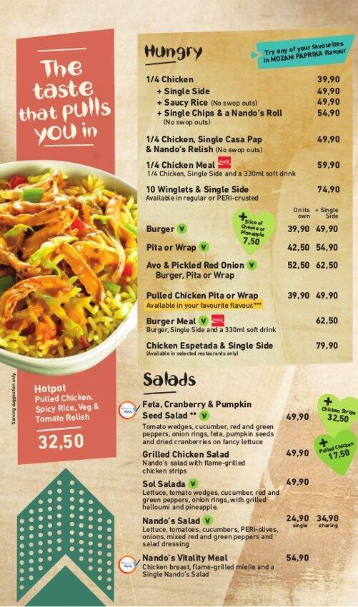Nandos Menu, Menu for Nandos, Nelspruit, Nelspruit - Zomato SA