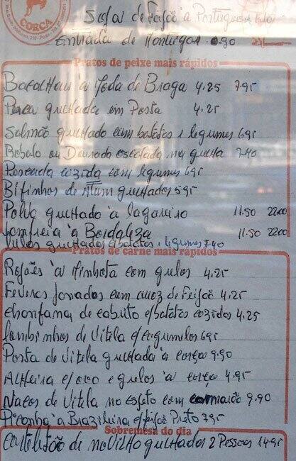 Corça menu