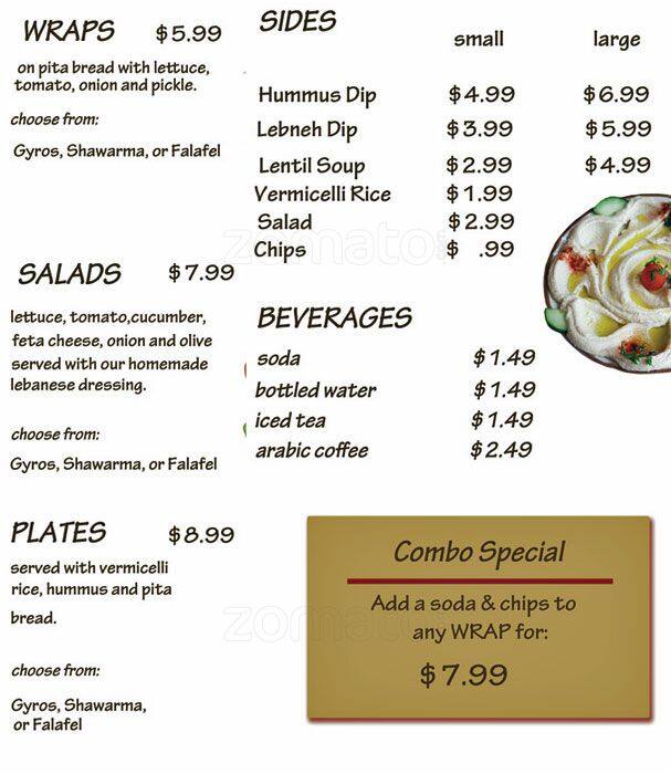 Menu at Saffron Sky Mediterranean Bakery Cafe, Fort Worth, 449 N Beach St