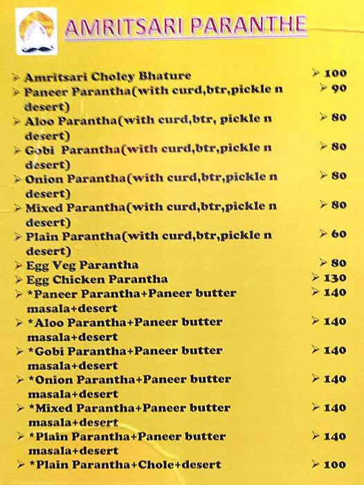 Menu At Amritsari Haveli, Kolkata