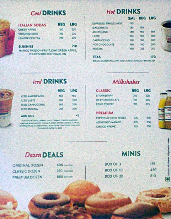 Krispy Kreme Menu Menu For Krispy Kreme Saket New Delhi