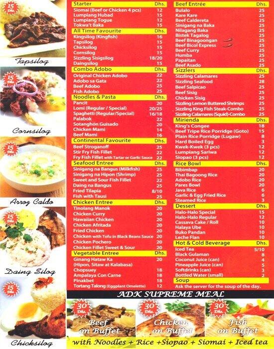 Adobo King Menu, Menu for Adobo King, Najda, Abu Dhabi - Zomato