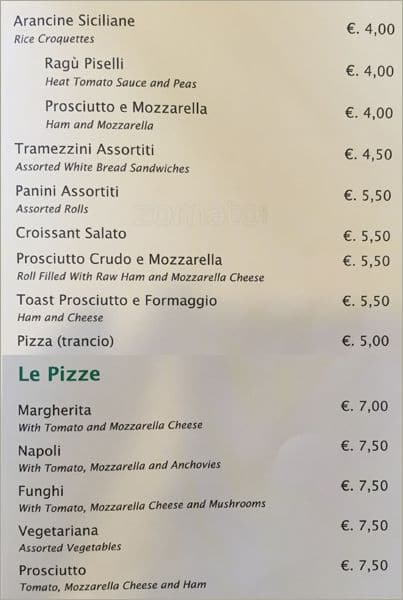 Menu de Caffe Niagara