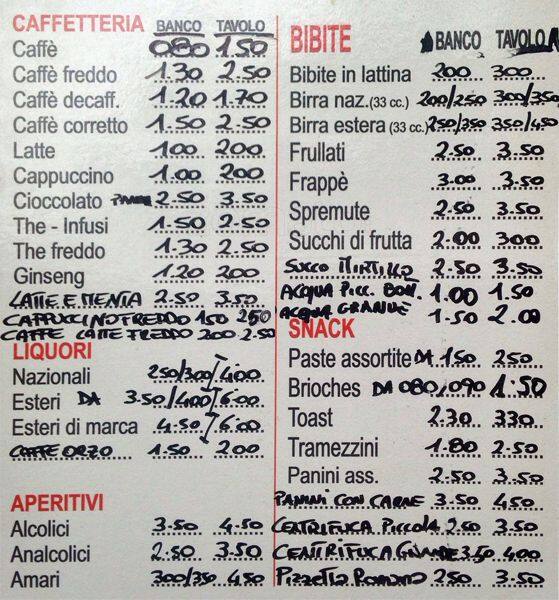 Menu di Caffè Arabo 