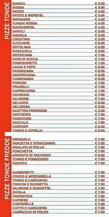 Menu di Gusto Pizza 