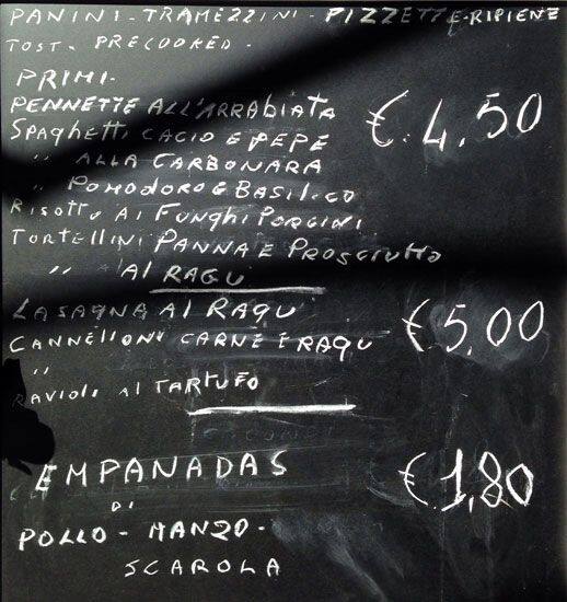 Menu di Picchiotto 