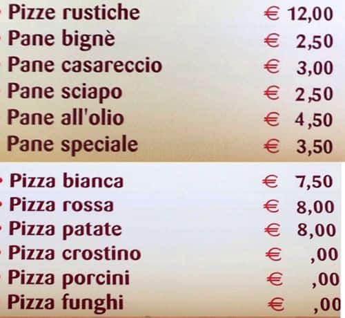 Menu di Panificio Moderno 