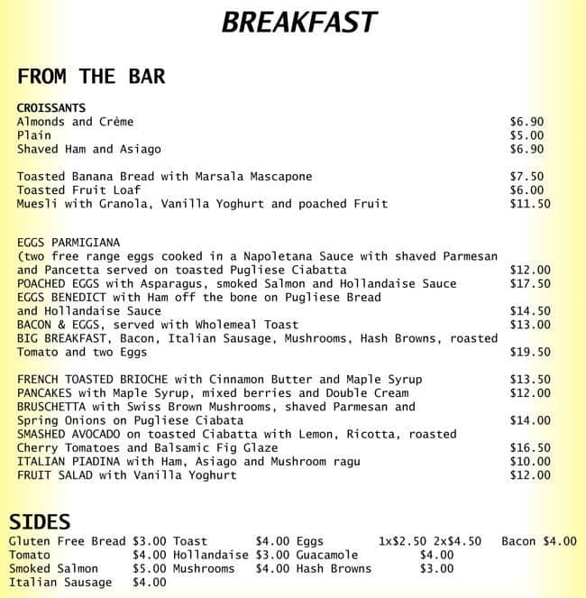 Stella Restaurant a Adelaide Foto del Menu con Prezzi Urbanspoon/Zomato